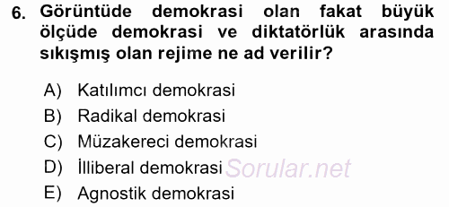 İnsan Hakları ve Demokratikleşme Süreci 2015 - 2016 Dönem Sonu Sınavı 6.Soru