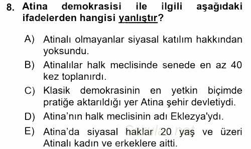 İnsan Hakları ve Demokratikleşme Süreci 2015 - 2016 Dönem Sonu Sınavı 8.Soru