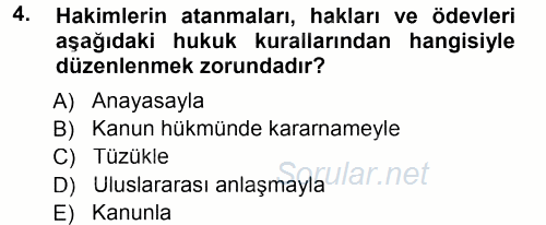 Medeni Usul Hukuku 2014 - 2015 Tek Ders Sınavı 4.Soru