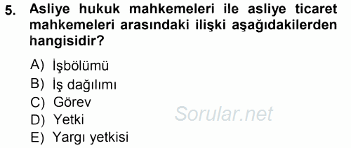 Medeni Usul Hukuku 2014 - 2015 Tek Ders Sınavı 5.Soru