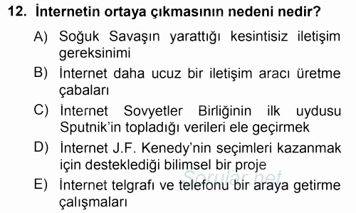 İnternet Yayıncılığı 2014 - 2015 Tek Ders Sınavı 12.Soru