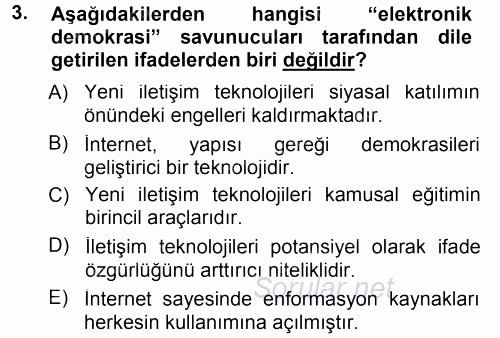 İnternet Yayıncılığı 2014 - 2015 Tek Ders Sınavı 3.Soru