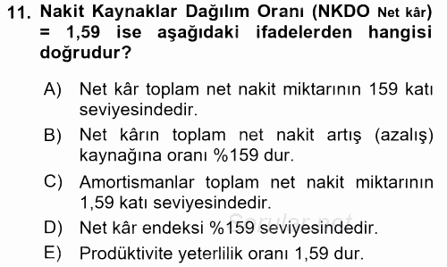 Finansal Tablolar Analizi 2017 - 2018 Ara Sınavı 11.Soru