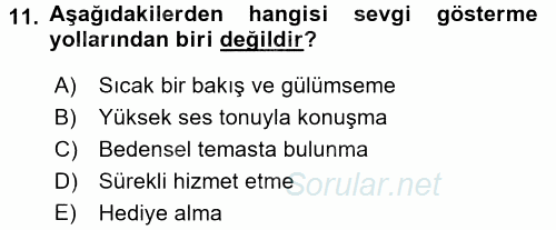 Aile İçi Uyumlu Etkileşim 2016 - 2017 Dönem Sonu Sınavı 11.Soru