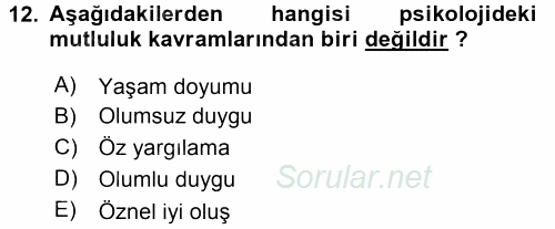 Aile İçi Uyumlu Etkileşim 2016 - 2017 Dönem Sonu Sınavı 12.Soru