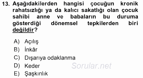 Aile İçi Uyumlu Etkileşim 2016 - 2017 Dönem Sonu Sınavı 13.Soru