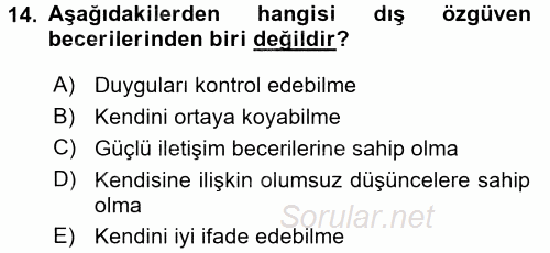 Aile İçi Uyumlu Etkileşim 2016 - 2017 Dönem Sonu Sınavı 14.Soru