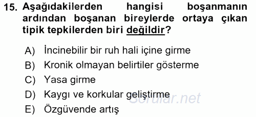 Aile İçi Uyumlu Etkileşim 2016 - 2017 Dönem Sonu Sınavı 15.Soru