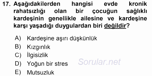 Aile İçi Uyumlu Etkileşim 2016 - 2017 Dönem Sonu Sınavı 17.Soru