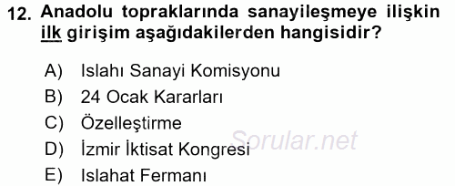 Endüstri Sosyolojisi 2015 - 2016 Dönem Sonu Sınavı 12.Soru