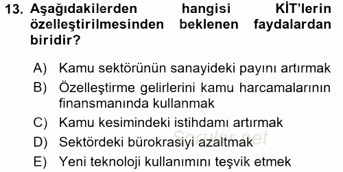 Endüstri Sosyolojisi 2015 - 2016 Dönem Sonu Sınavı 13.Soru