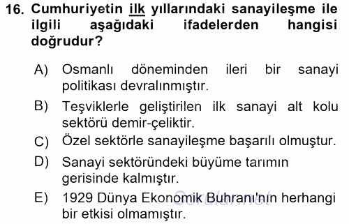Endüstri Sosyolojisi 2015 - 2016 Dönem Sonu Sınavı 16.Soru