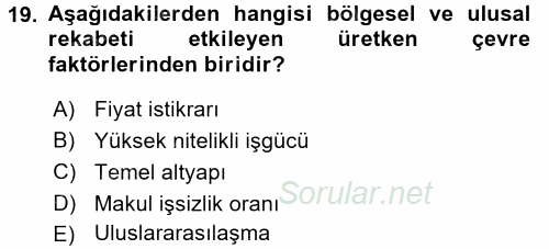 Endüstri Sosyolojisi 2015 - 2016 Dönem Sonu Sınavı 19.Soru