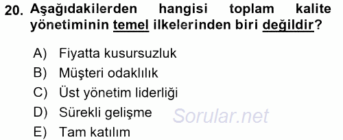 Endüstri Sosyolojisi 2015 - 2016 Dönem Sonu Sınavı 20.Soru