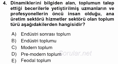 Endüstri Sosyolojisi 2015 - 2016 Dönem Sonu Sınavı 4.Soru