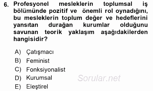 Endüstri Sosyolojisi 2015 - 2016 Dönem Sonu Sınavı 6.Soru