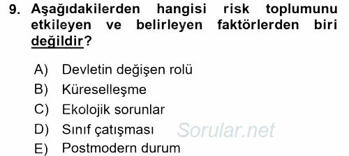 Endüstri Sosyolojisi 2015 - 2016 Dönem Sonu Sınavı 9.Soru