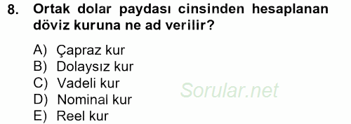 Uluslararası İktisat Politikası 2012 - 2013 Dönem Sonu Sınavı 8.Soru