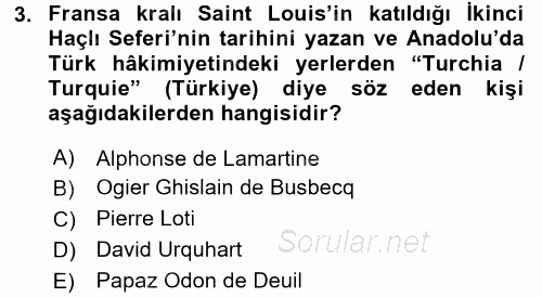Türkiye Selçuklu Tarihi 2017 - 2018 Ara Sınavı 3.Soru