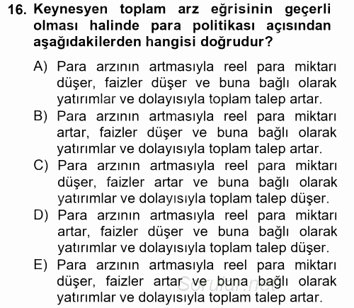 Maliye Politikası 2012 - 2013 Ara Sınavı 16.Soru