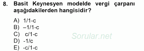 Maliye Politikası 2012 - 2013 Ara Sınavı 8.Soru