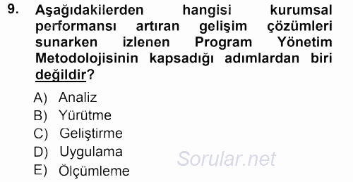 İşletmelerde Eğitim ve Geliştirme 2012 - 2013 Dönem Sonu Sınavı 9.Soru