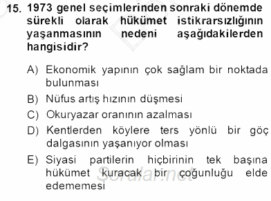 Anayasa 1 2014 - 2015 Dönem Sonu Sınavı 15.Soru