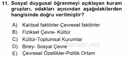 Özel Öğretim Yöntemleri 2 2015 - 2016 Ara Sınavı 11.Soru