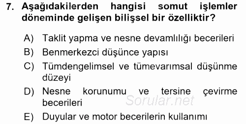 Özel Öğretim Yöntemleri 2 2015 - 2016 Ara Sınavı 7.Soru