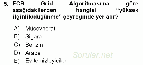 Marka ve Yönetimi 2016 - 2017 Dönem Sonu Sınavı 5.Soru