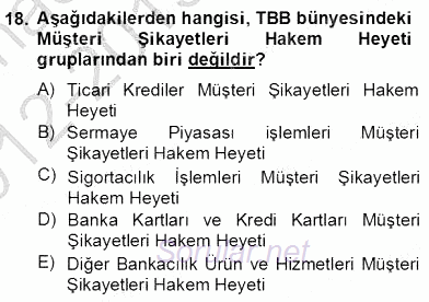 Bankacılık Hizmet Ürünleri 2012 - 2013 Dönem Sonu Sınavı 18.Soru