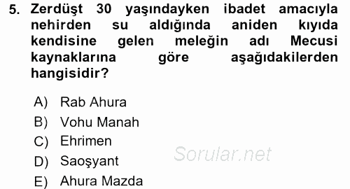 Yaşayan Dünya Dinleri 2016 - 2017 Dönem Sonu Sınavı 5.Soru