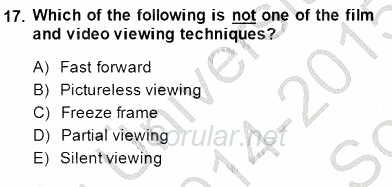 Okuma Ve Dinleme Öğretimi 2014 - 2015 Dönem Sonu Sınavı 17.Soru