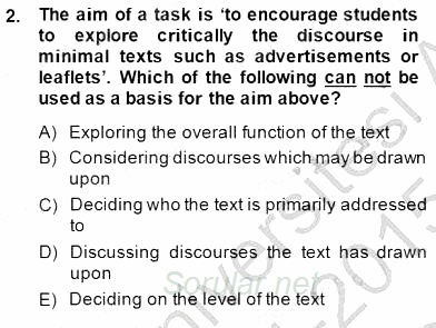 Okuma Ve Dinleme Öğretimi 2014 - 2015 Dönem Sonu Sınavı 2.Soru