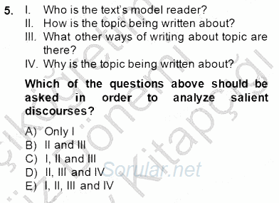 Okuma Ve Dinleme Öğretimi 2014 - 2015 Dönem Sonu Sınavı 5.Soru