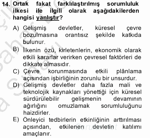 Uluslararası Hukuk 2 2012 - 2013 Ara Sınavı 14.Soru