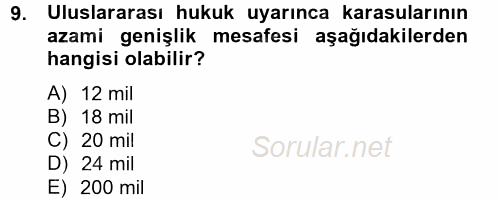 Uluslararası Hukuk 2 2012 - 2013 Ara Sınavı 9.Soru