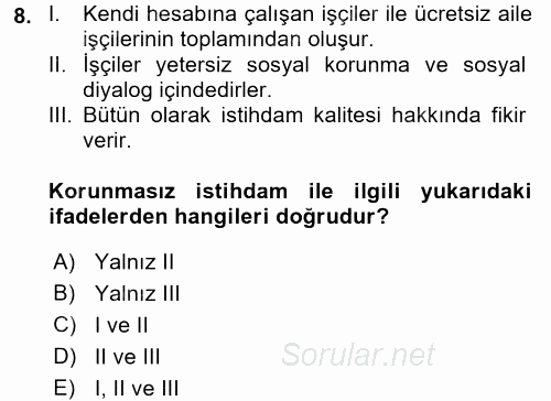 Endüstri Sosyolojisi 2017 - 2018 Dönem Sonu Sınavı 8.Soru