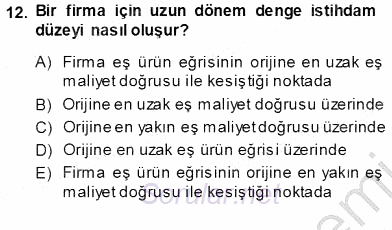 Çalışma Ekonomisi 1 2013 - 2014 Ara Sınavı 12.Soru