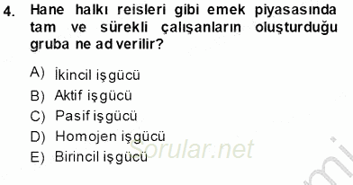 Çalışma Ekonomisi 1 2013 - 2014 Ara Sınavı 4.Soru