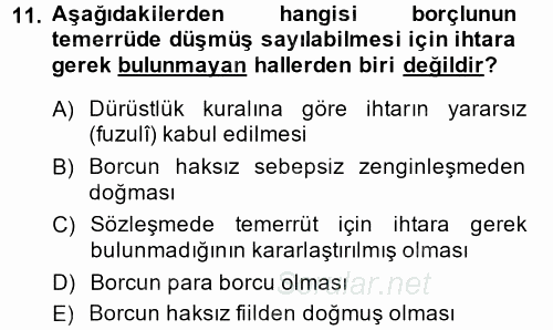 Borçlar Hukuku 2014 - 2015 Dönem Sonu Sınavı 11.Soru