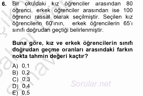 İstatistik 2 2012 - 2013 Ara Sınavı 6.Soru