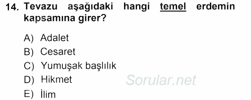İslam Ahlak Esasları 2012 - 2013 Ara Sınavı 14.Soru