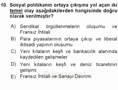 Sosyal Politika 1 2016 - 2017 Ara Sınavı 10.Soru