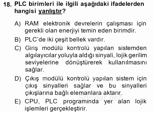 Elektromekanik Kumanda Sistemleri 2013 - 2014 Tek Ders Sınavı 18.Soru