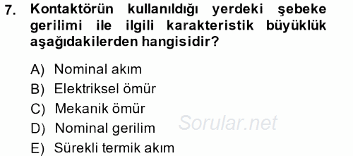 Elektromekanik Kumanda Sistemleri 2013 - 2014 Tek Ders Sınavı 7.Soru