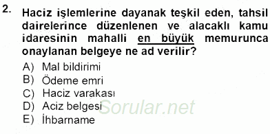 Gayrimenkullerde Vergilendirme 2012 - 2013 Ara Sınavı 2.Soru