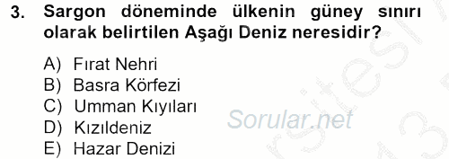 Eski Mezopotamya ve Mısır Tarihi 2012 - 2013 Dönem Sonu Sınavı 3.Soru