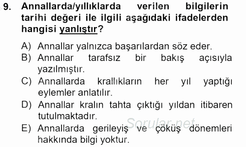 Eski Mezopotamya ve Mısır Tarihi 2012 - 2013 Dönem Sonu Sınavı 9.Soru