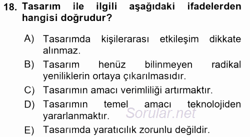 Hizmet Tasarımı 2017 - 2018 Ara Sınavı 18.Soru